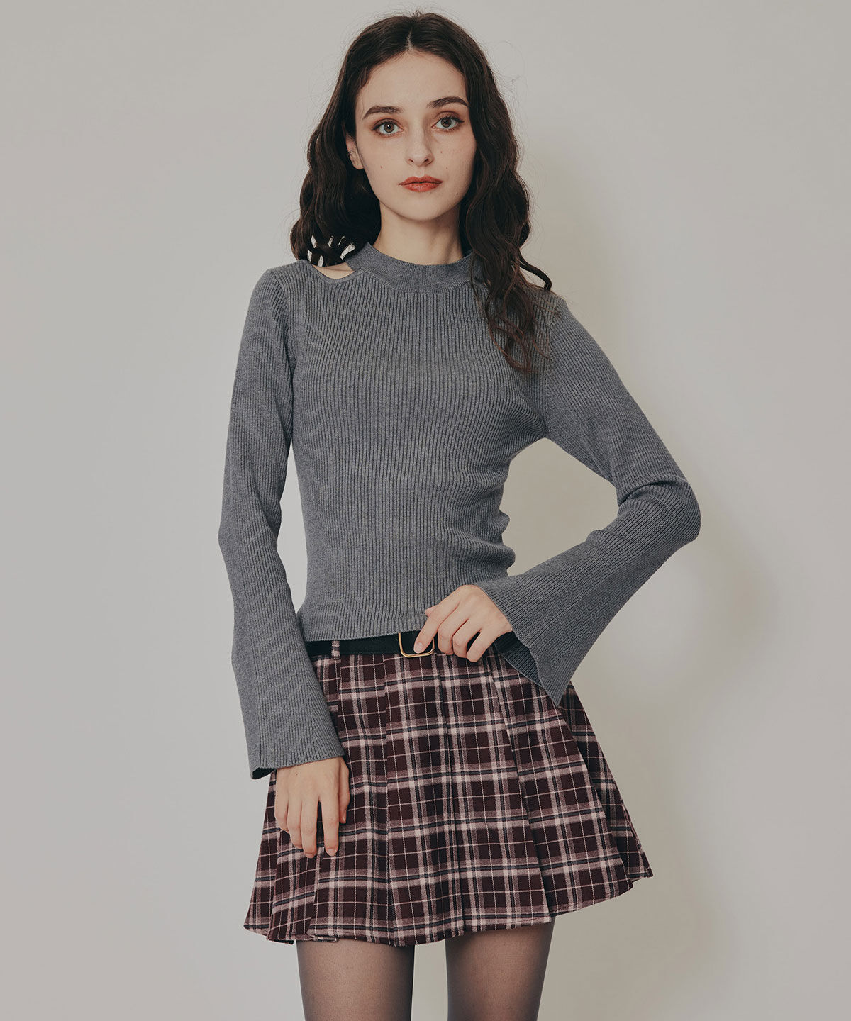 REDYAZEL「カットアウトリブニットトップス」|ニット・セーター|