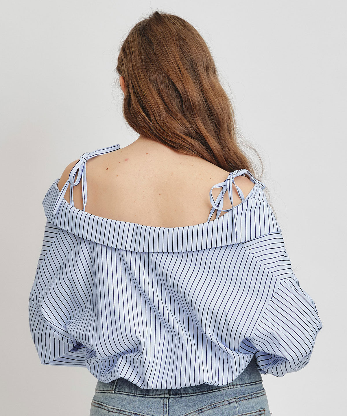 REDYAZEL「ベアレイヤードストライプバルーンオフショルブラウス」|シャツ・ブラウス|