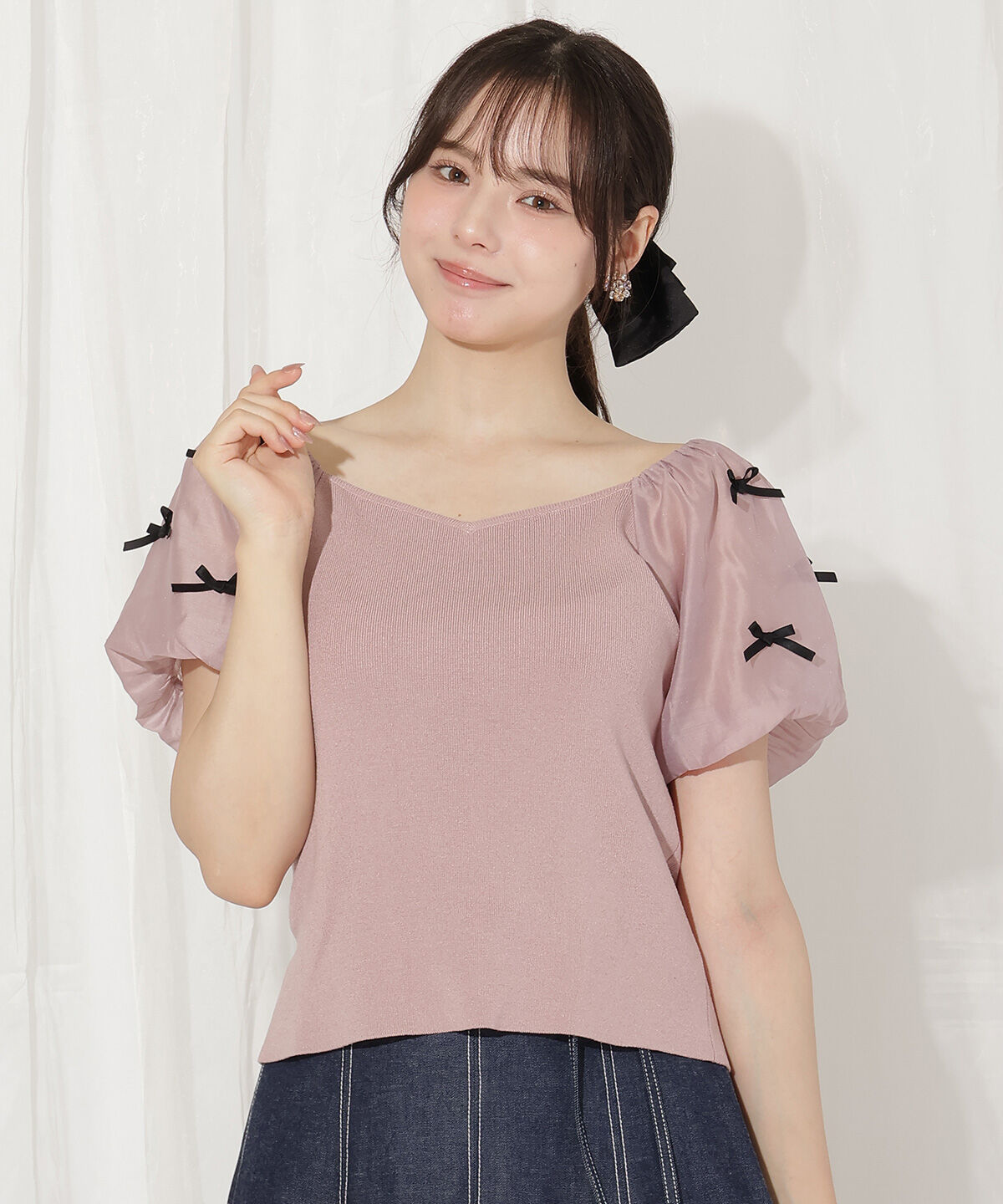 WILLSELECTION「ハートネックミニリボンニット」|ニット・セーター|