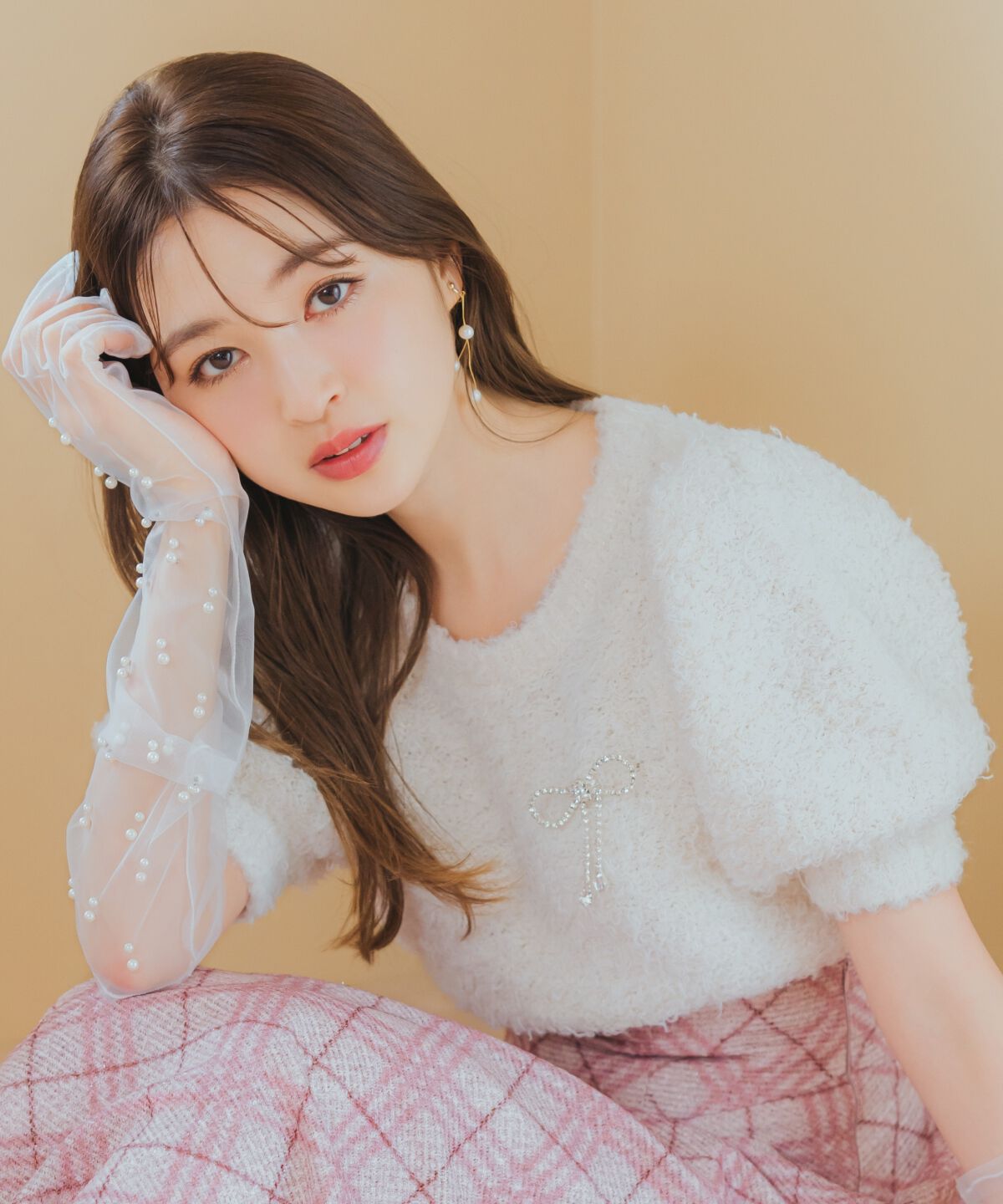 WILLSELECTION「リボンブローチ付きテディヤーンニット」|ニット・セーター|