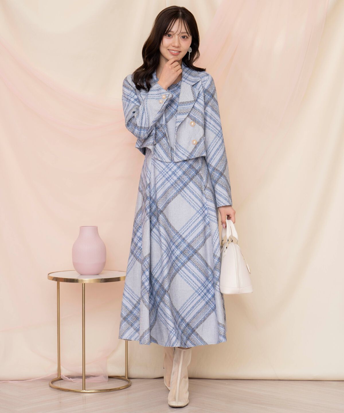 WILLSELECTION「ツイードチェックノースリーブワンピース」|ワンピース|