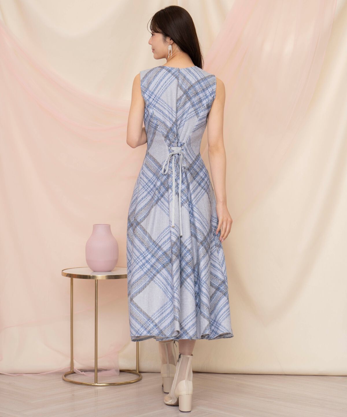 WILLSELECTION「ツイードチェックノースリーブワンピース」|ワンピース|