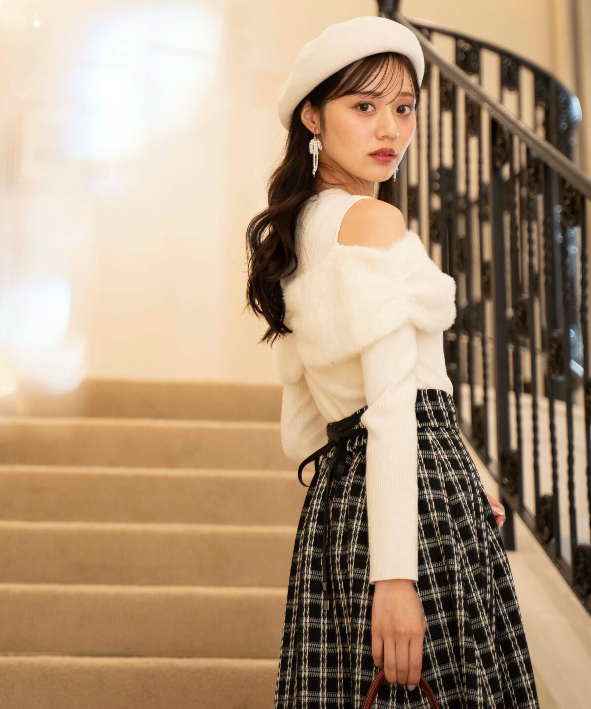 WILLSELECTION「フリンジチェック柄スカート」|フレア|