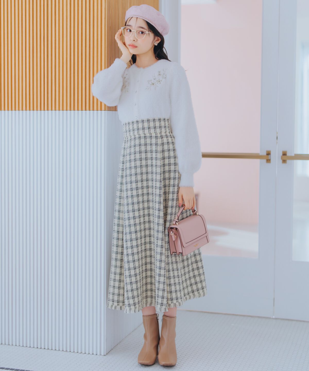 WILLSELECTION「フリンジチェック柄スカート」|フレア|