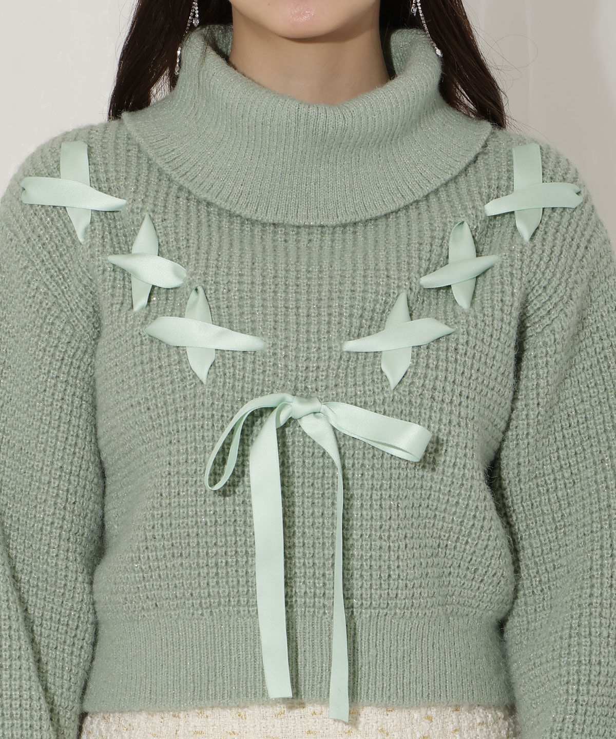WILLSELECTION「レースアップタートルニット」|ニット・セーター|