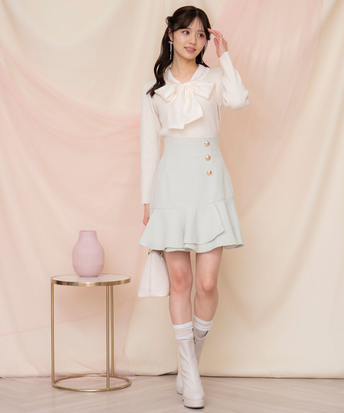 WILLSELECTION「アシメヘムツイードミニスカート」|フレア|