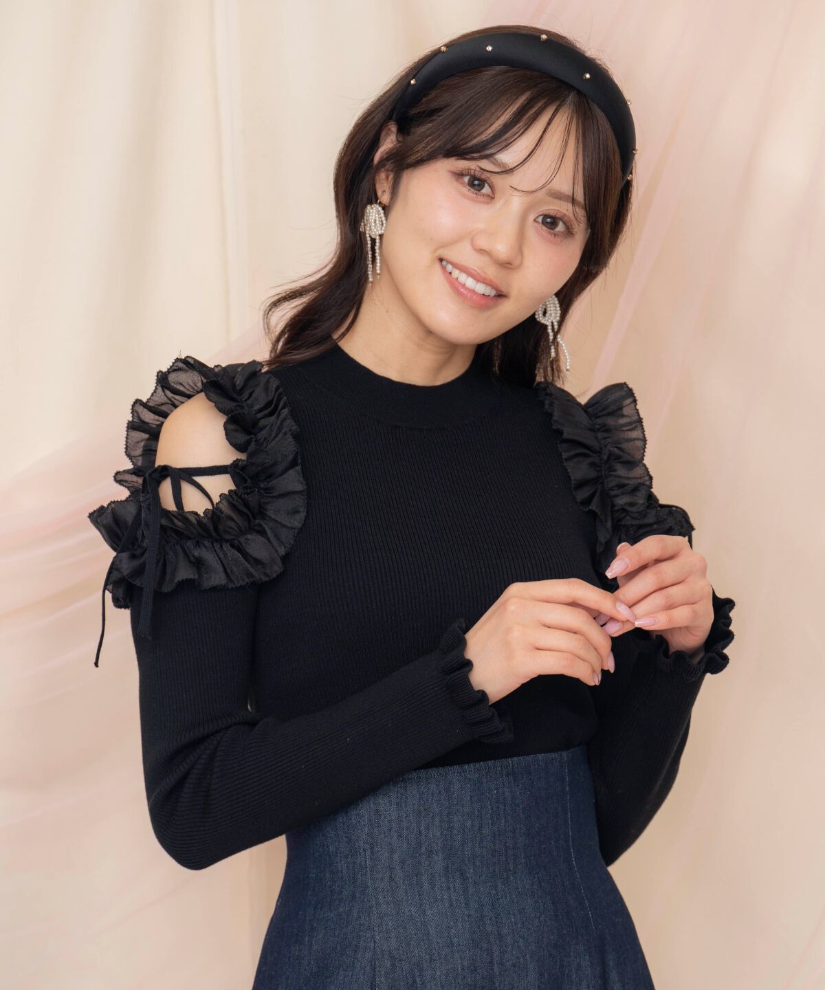 WILLSELECTION「フリルショルダーリブニット」|ニット・セーター|