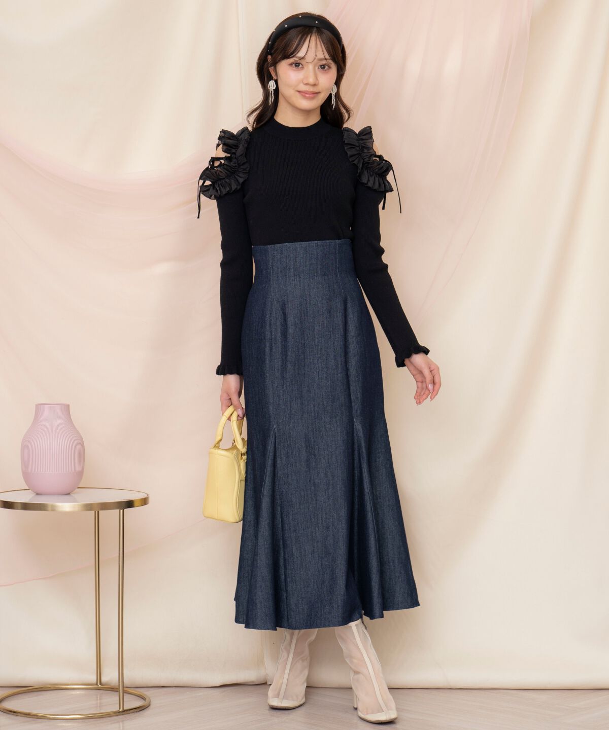 WILLSELECTION「フリルショルダーリブニット」|ニット・セーター|