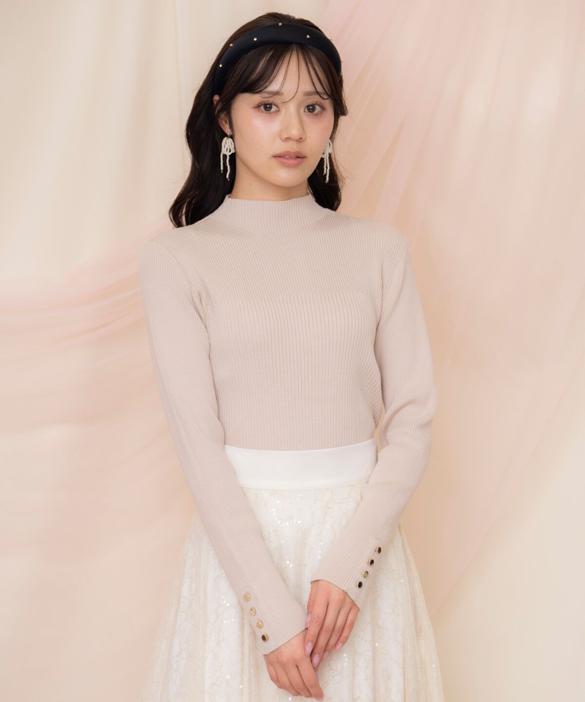 WILLSELECTION「袖口ボタンボトルネックリブニット」|ニット・セーター|