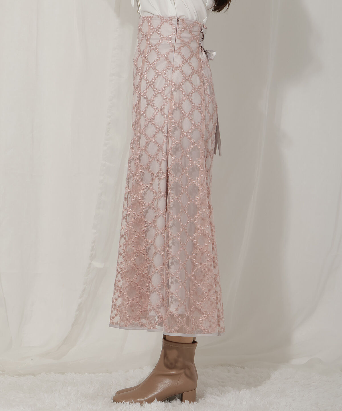 WILLSELECTION「エンブロイダリーチュールソフトマーメイドスカート」|フレア|