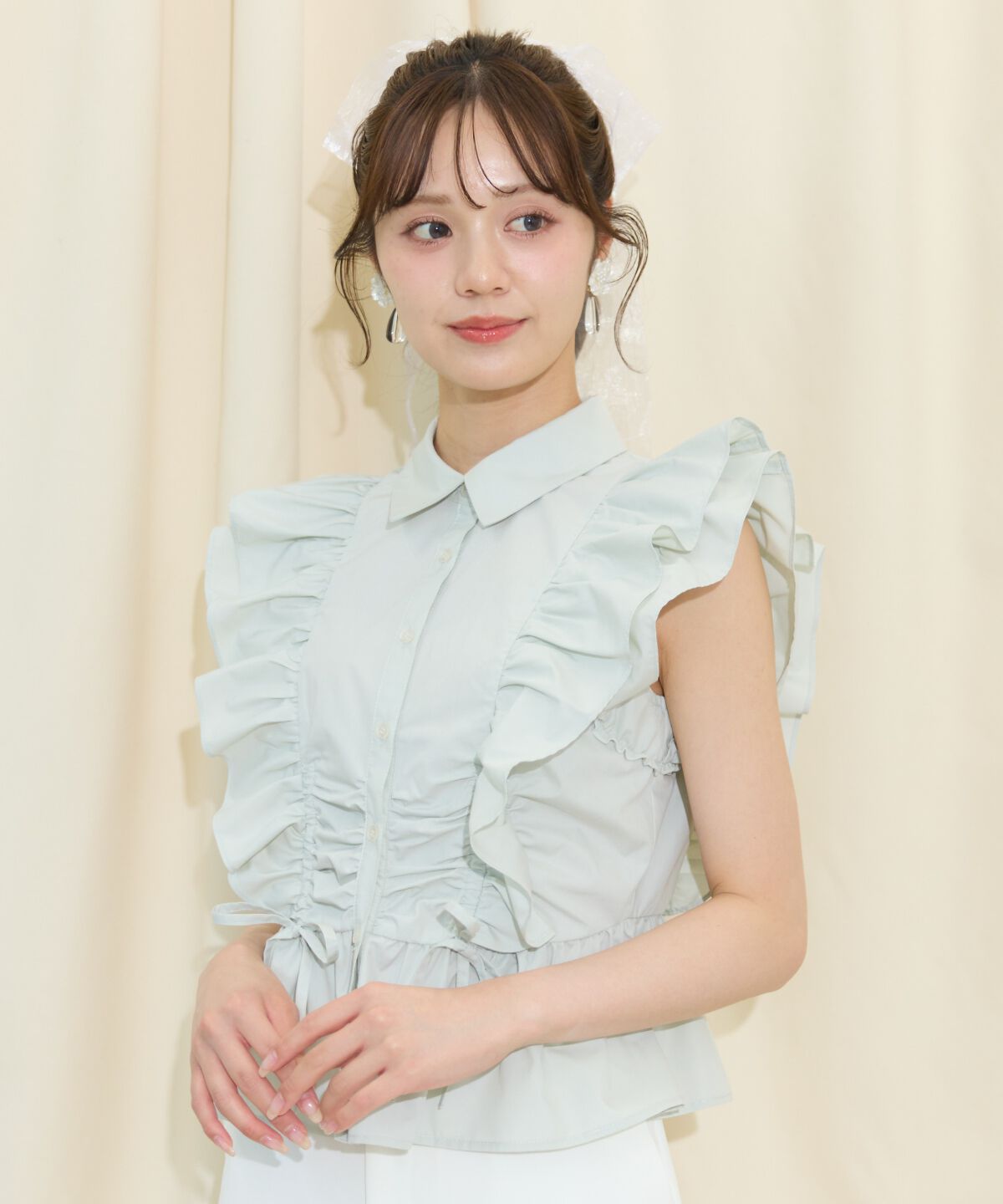 WILLSELECTION「ギャザーリボンフリルスリーブブラウス」|シャツ・ブラウス|