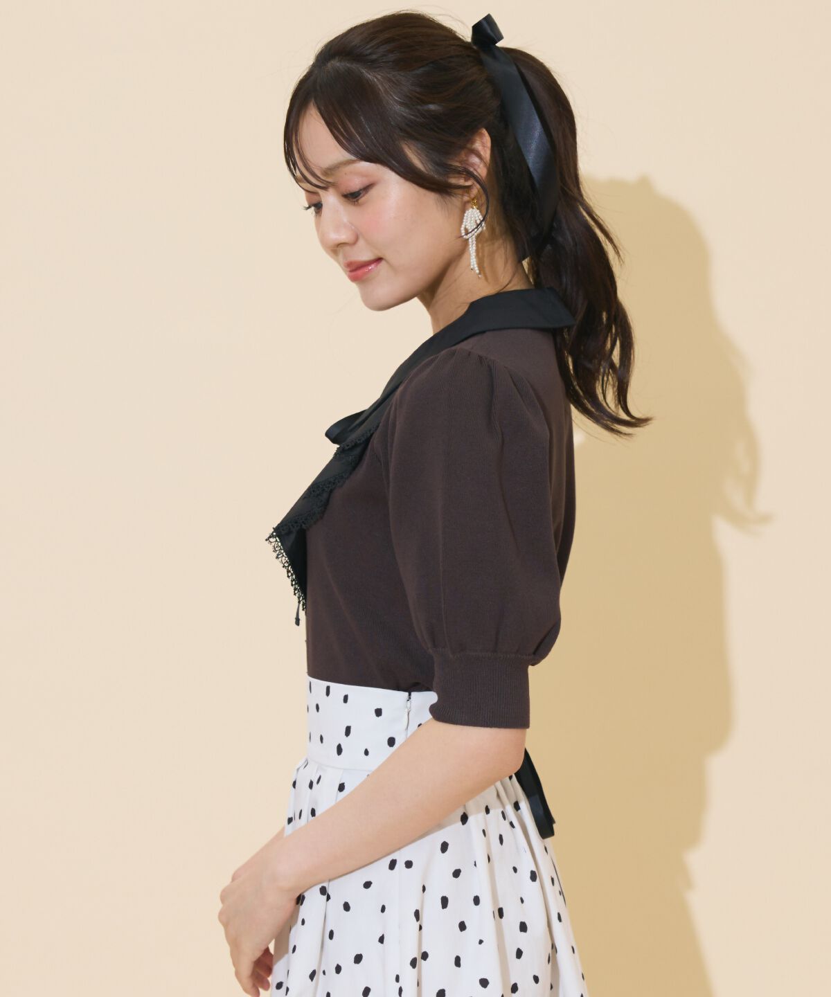 WILLSELECTION「レースラッフルプルオーバー」|ニット・セーター|