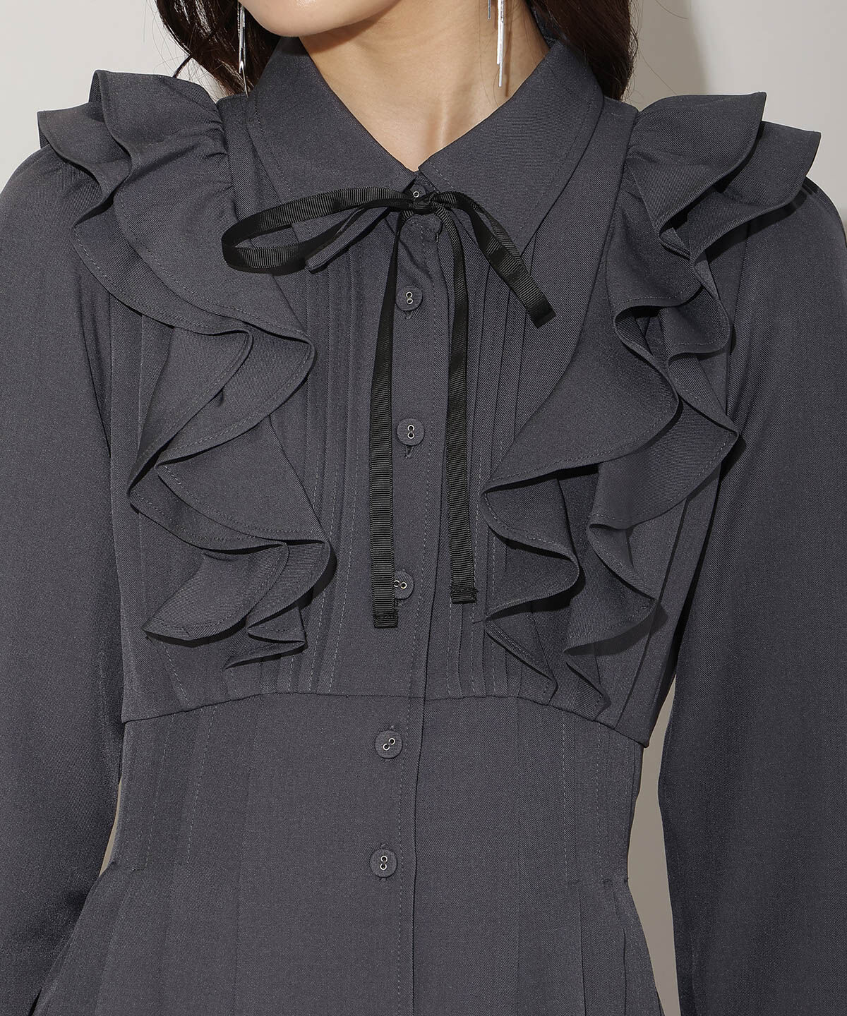 WILLSELECTION「ナローリボンフリルシャツワンピース」|ワンピース|