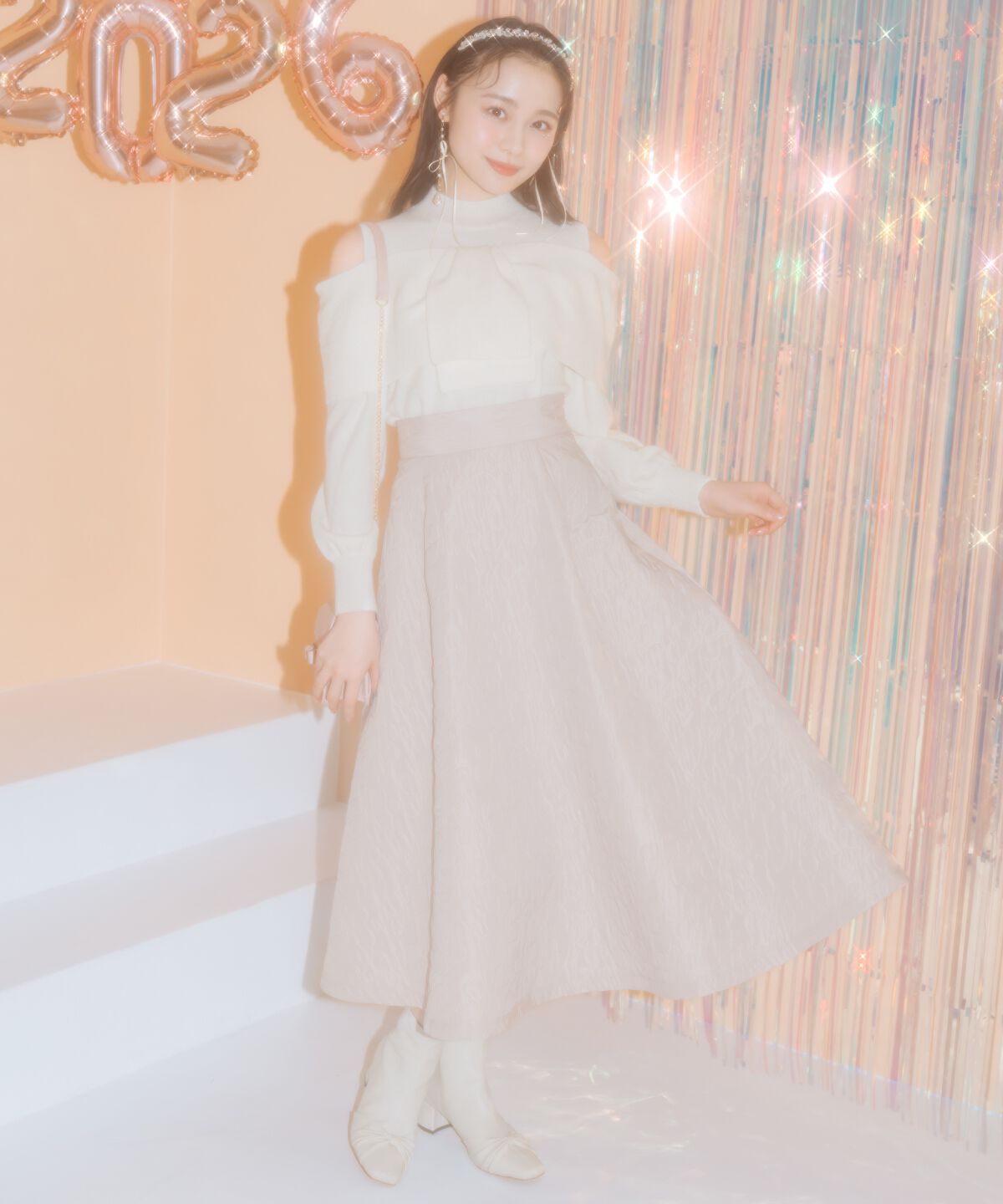 WILLSELECTION「キルティングボリュームフレアスカート」|フレア|ピンク