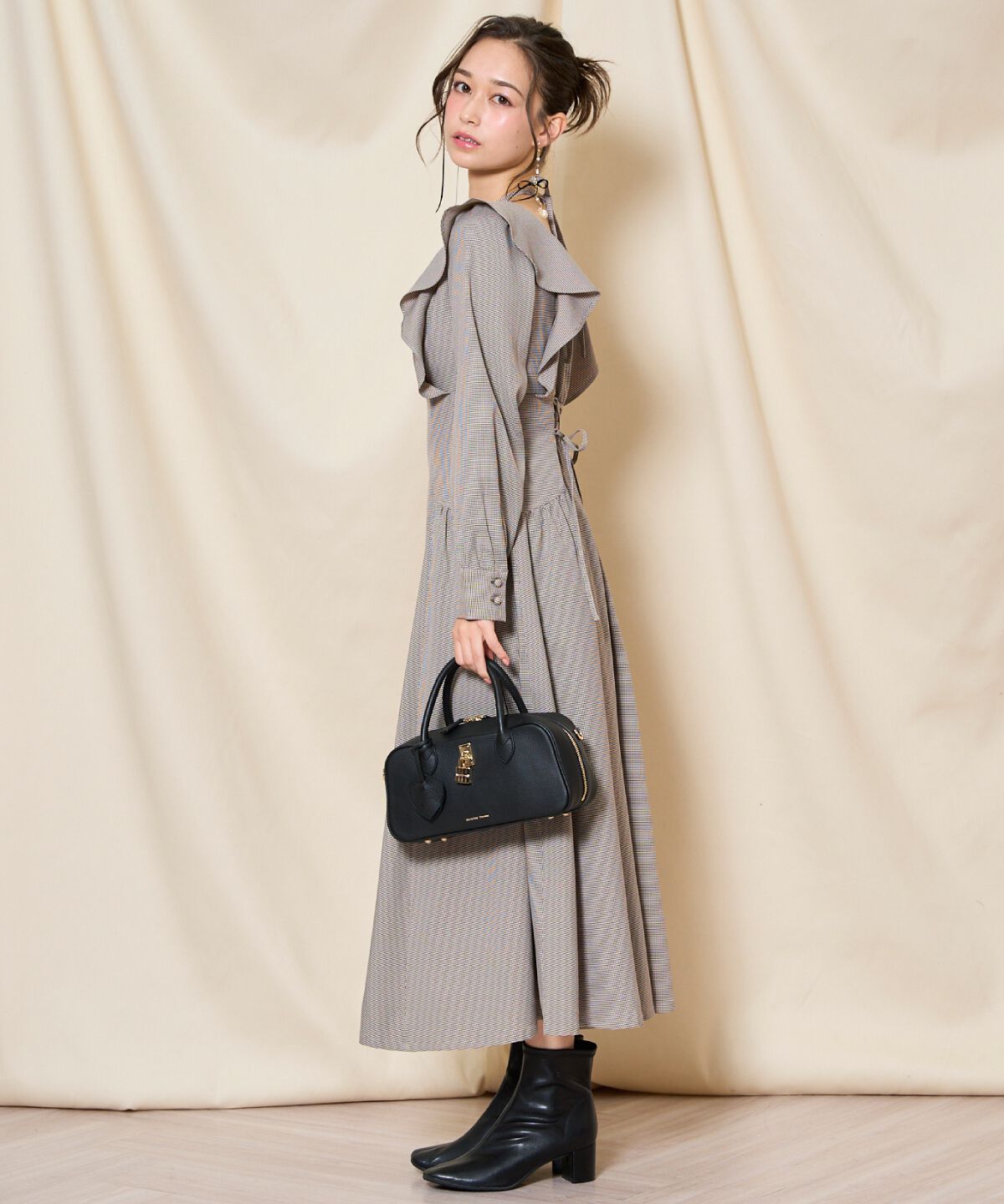 WILLSELECTION「ネックリボンギャザー切り替えワンピース」|ワンピース|