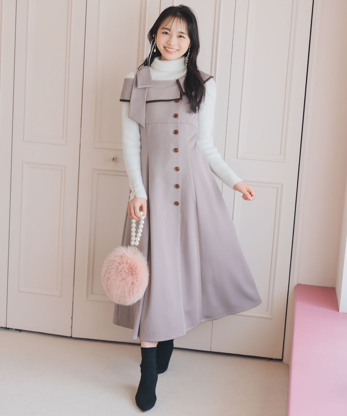 WILLSELECTION「アシンメトリーリボンショルダーワンピース」|ワンピース|