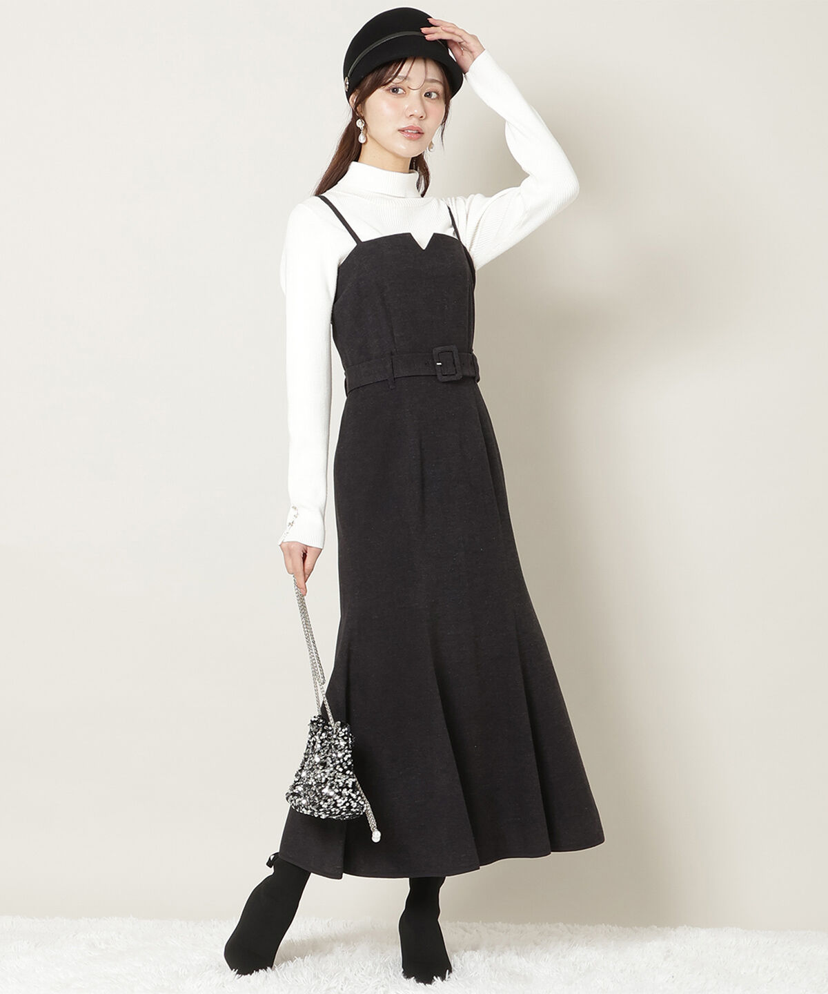 WILLSELECTION「ベルト付きVカットマーメイドキャミワンピース」|ワンピース|ﾁｬｺｰﾙｸﾞﾚｰ