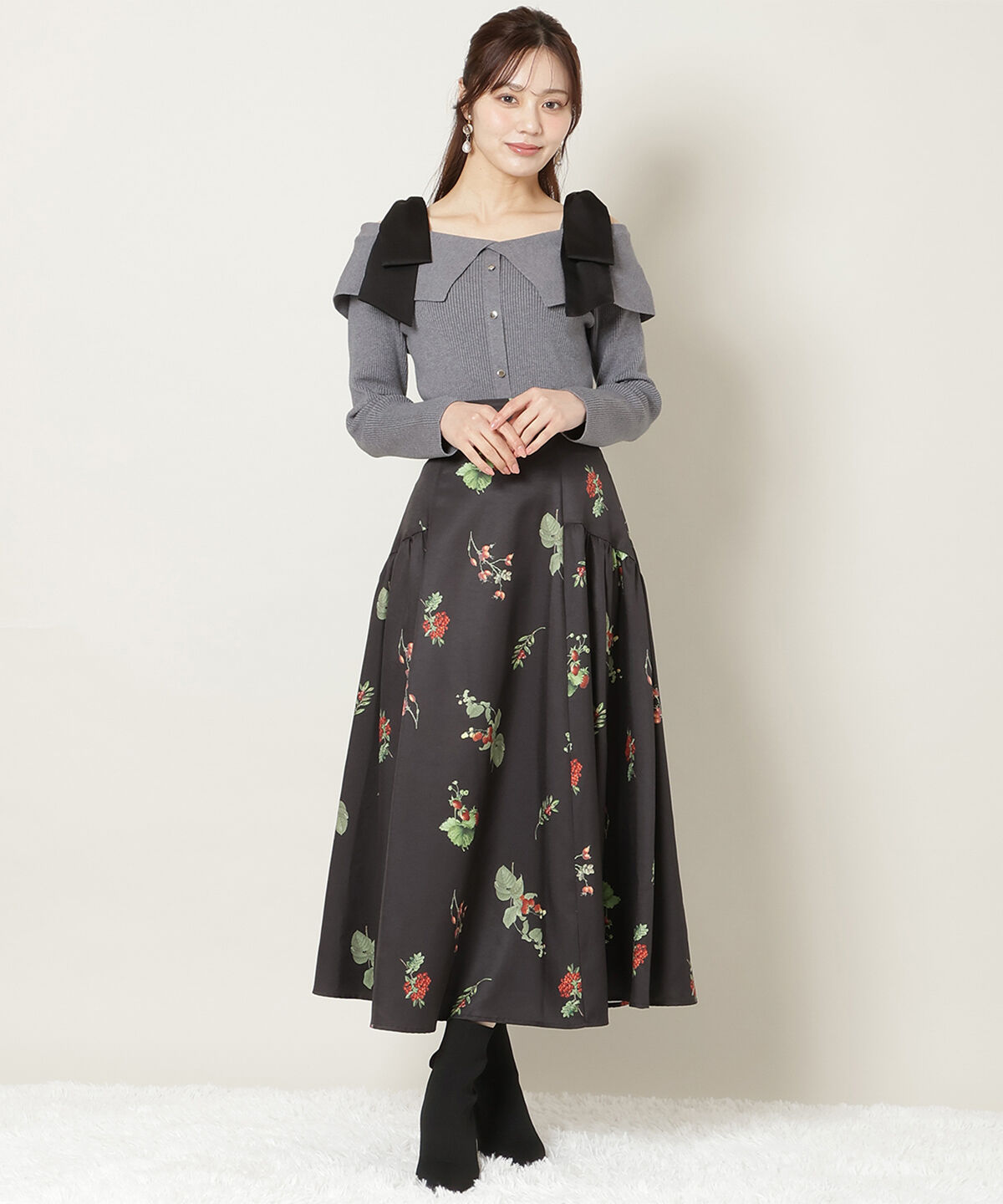 WILLSELECTION「ウィンターボタニカルスカート」|フレア|