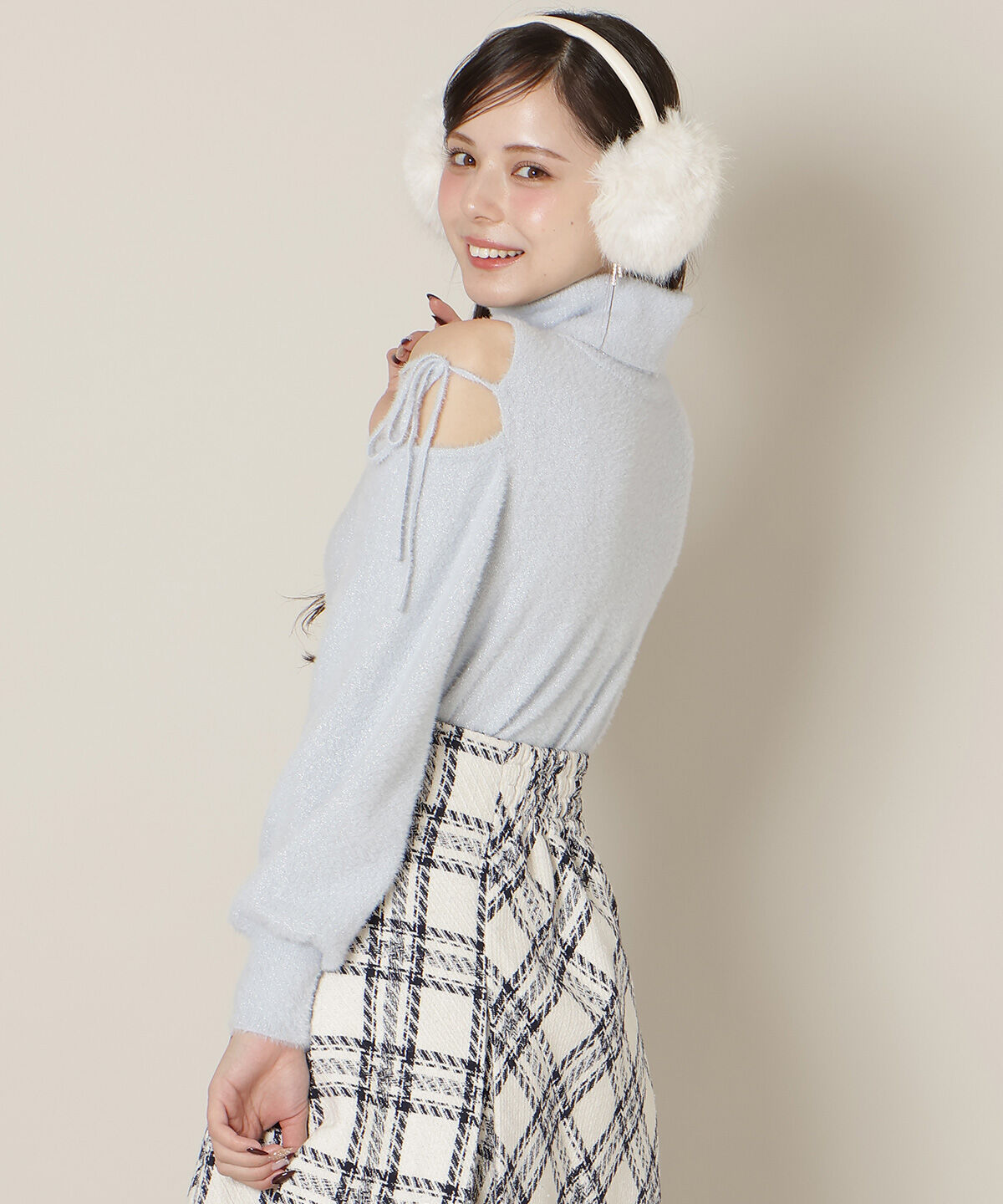 WILLSELECTION「オープンショルダーラメフェザーニット」|ニット・セーター|