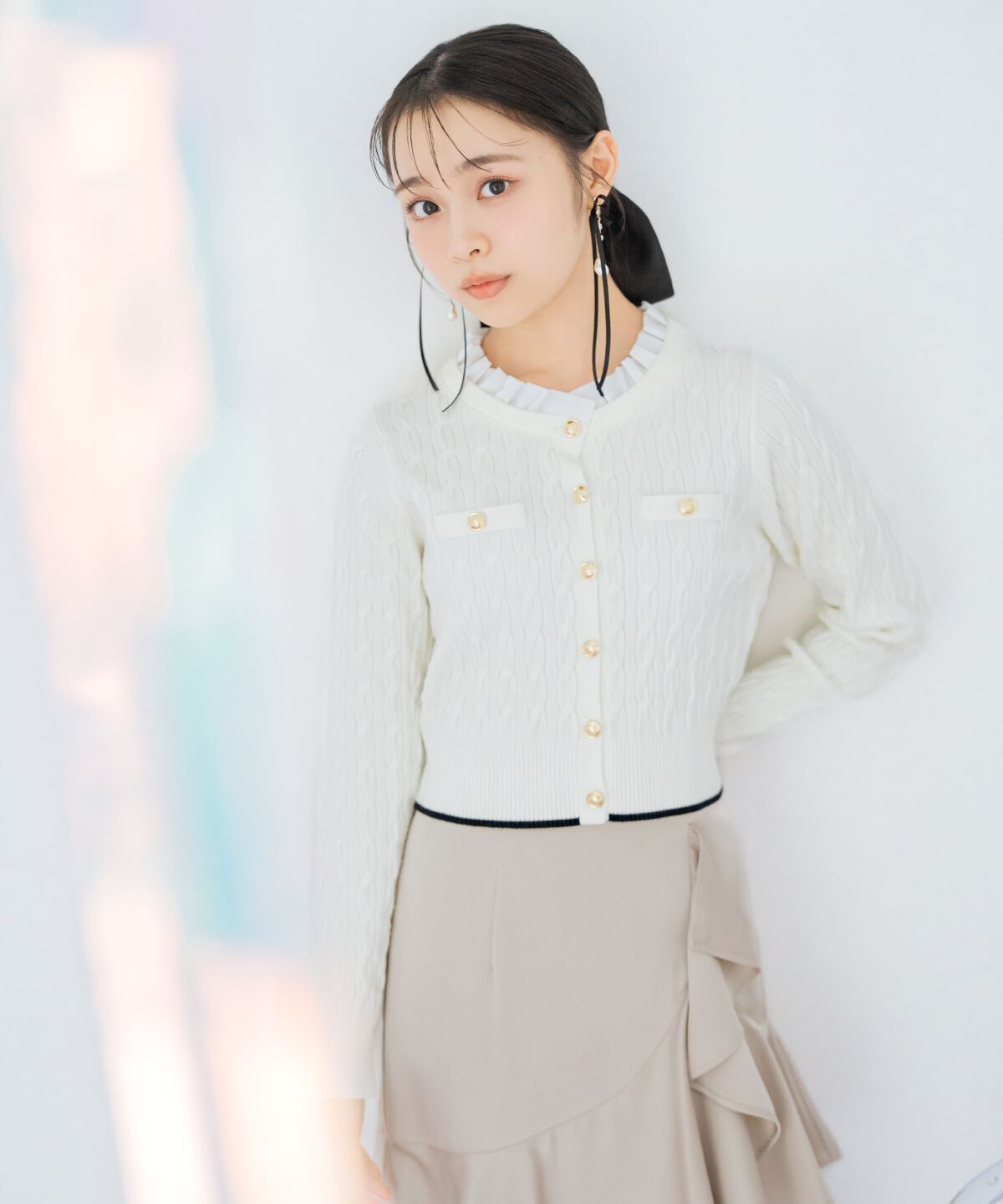 WILLSELECTION「アシメラッフルサテンスカート」|フレア|