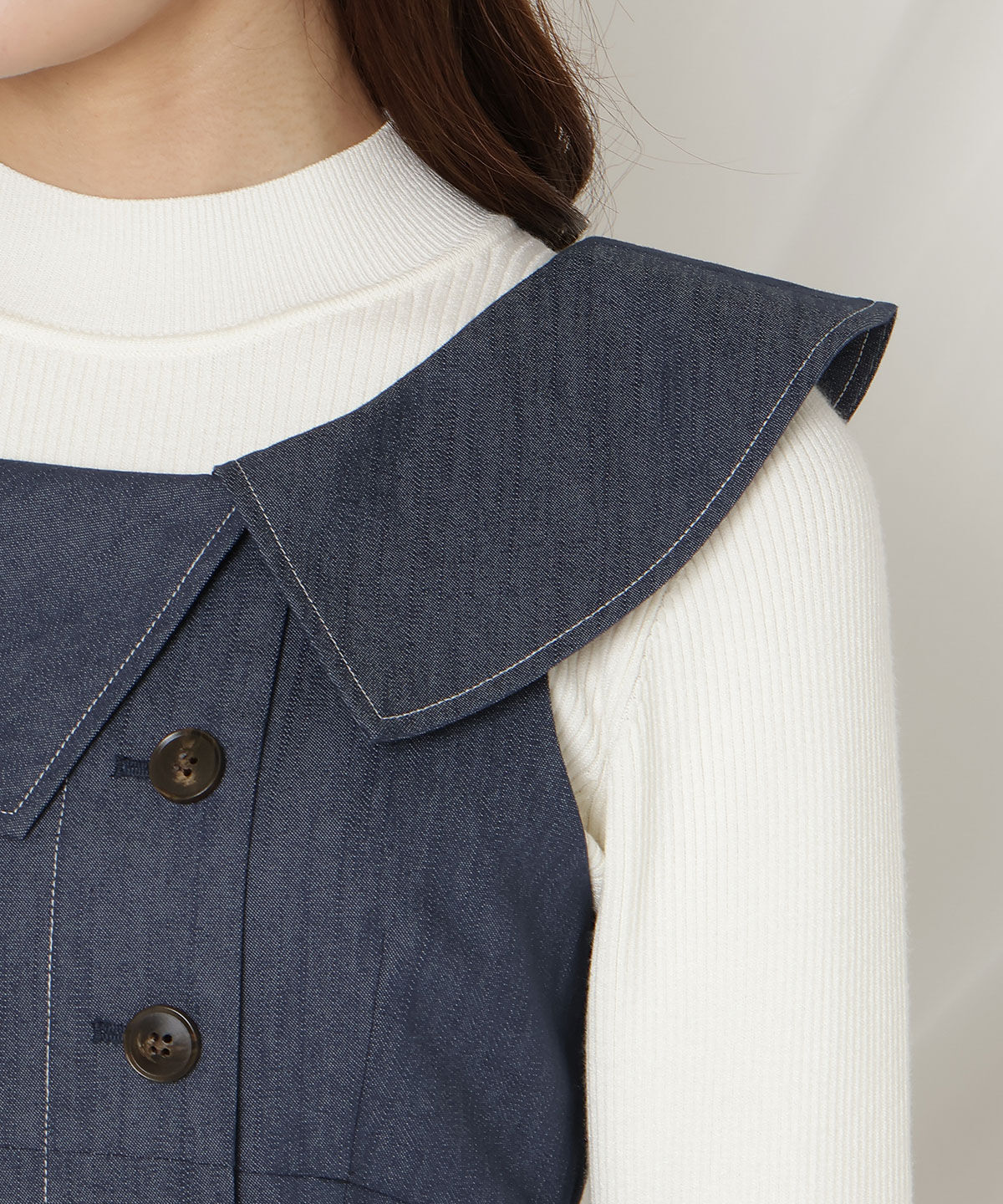 WILLSELECTION「アシンメトリーリボンショルダーワンピース」|ジャンパースカート|