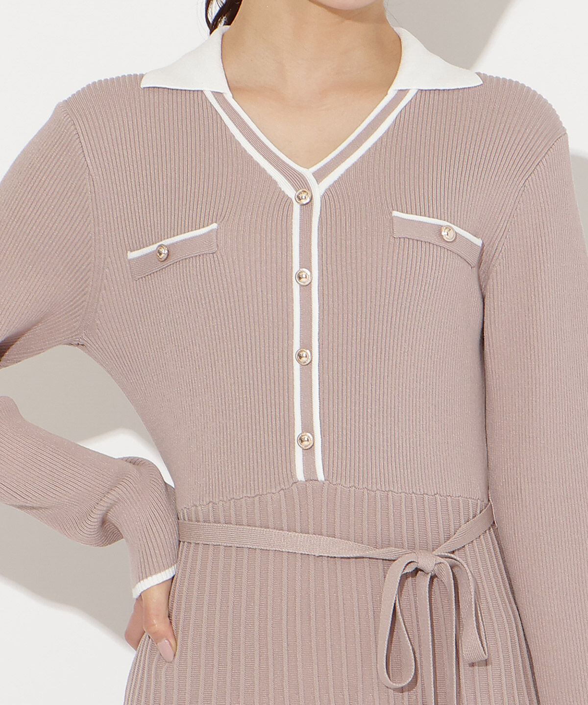 WILLSELECTION「バイカラープリーツニットワンピース」|ワンピース|