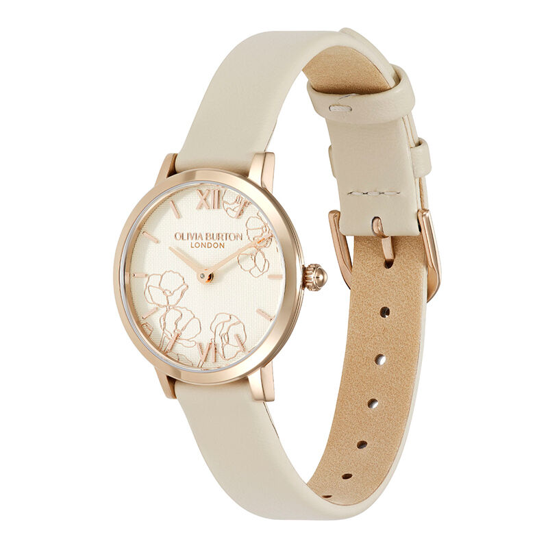 OLIVIA BURTON 「〈OLIVIA BURTON(ｵﾘﾋﾞｱﾊﾞｰﾄﾝ)〉ｼｸﾞﾈﾁｬｰ 28mm ｱﾌﾞｽﾄﾗｸﾄ ﾌﾛｰﾗﾙ ｸﾘｰﾑﾚｻﾞｰ」|腕時計|