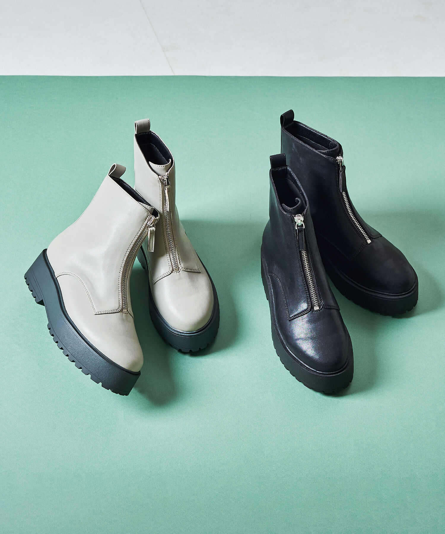 ORiental TRaffic「厚底フロントジップブーツ/31402」|ショートブーツ|BLACK