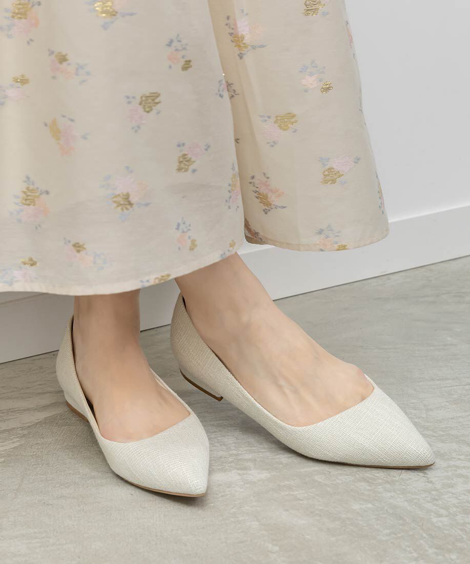  「ポインテッドトゥローヒールパンプス」|パンプス|クリーム