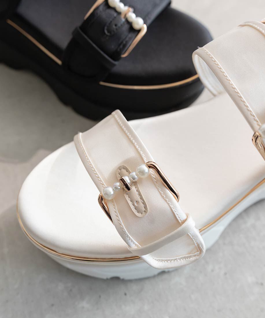 「パールバックルボリュームソールスポーツサンダル」|サンダル|