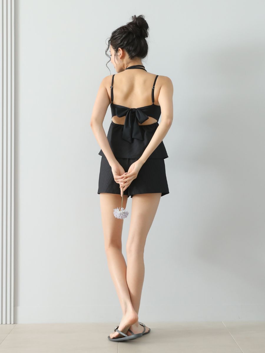 PEAK&PINE「無地チョーカー風リボンベアトップビキニ/ベアキニ」|ビキニ|