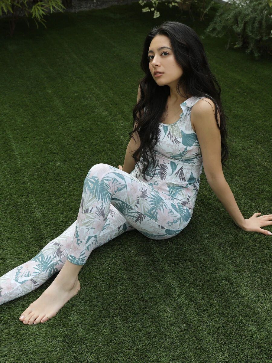 ALBOVE「ボタニカルフラワー柄フリルタンクブラ」|ビキニ|