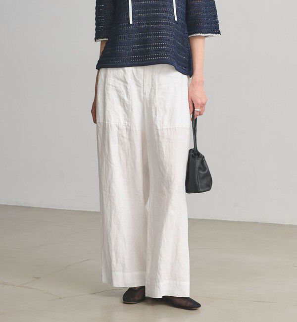 UNITED ARROWS「リネン パッチポケット イージーパンツ WHITE ‐ウォッシャブル‐」|チノ|WHITE