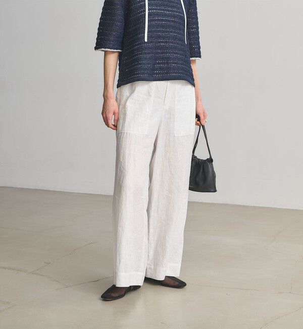 UNITED ARROWS「リネン パッチポケット イージーパンツ WHITE ‐ウォッシャブル‐」|チノ|