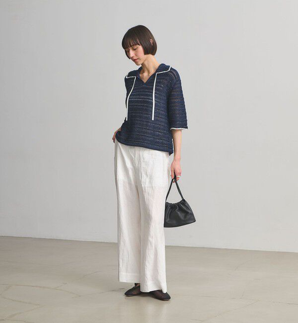 UNITED ARROWS「リネン パッチポケット イージーパンツ WHITE ‐ウォッシャブル‐」|チノ|