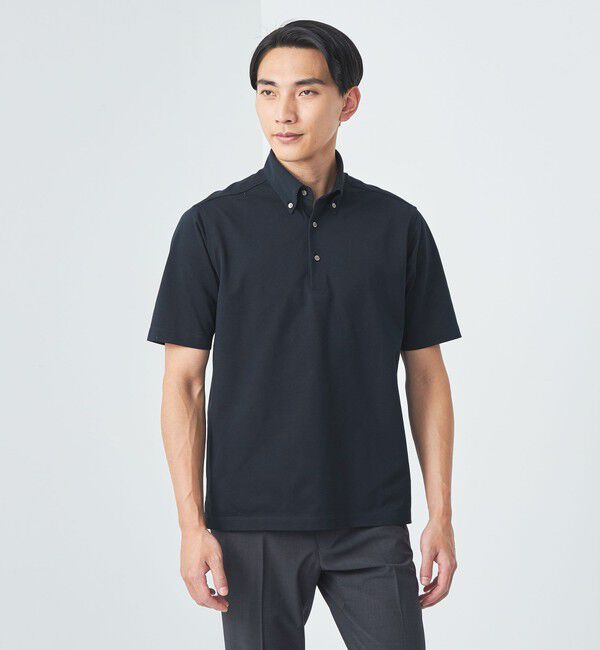 UNITED ARROWS green label relaxing「DUADRY CLEAN バーズアイ ボタンダウン ポロシャツ -吸水速乾・抗菌-」|ポロシャツ|NAVY