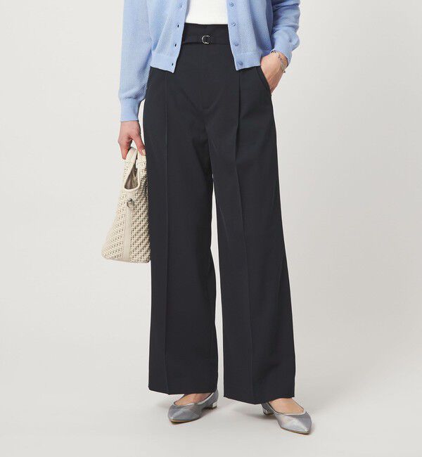 UNITED ARROWS green label relaxing「［size SHORT/TALLあり］サラフール ワイド パンツ ストレッチ 接触冷感 UVカット」|スラックス|NAVY