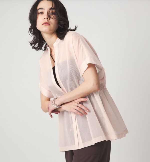 UNITED ARROWS green label relaxing「【結論シリーズ】ギャザーハイウエストブラウス［size SHORTあり］」|シャツ・ブラウス|LT.PINK