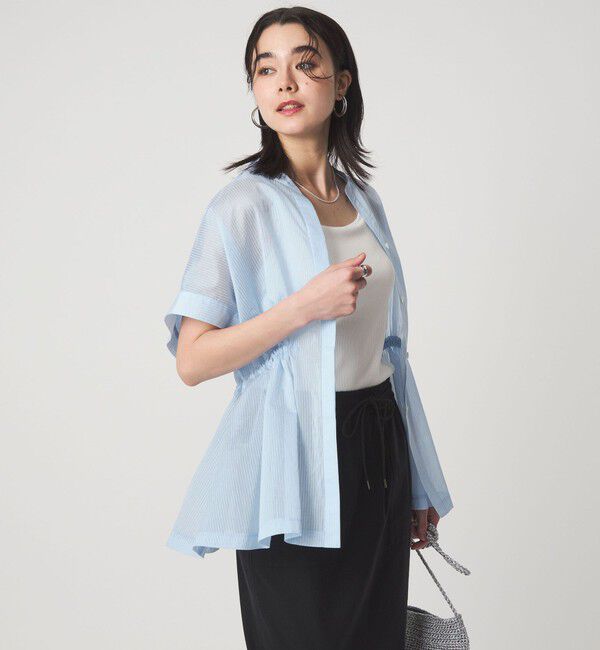 UNITED ARROWS green label relaxing「【結論シリーズ】ギャザーハイウエストブラウス［size SHORTあり］」|シャツ・ブラウス|