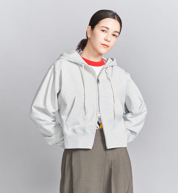 BEAUTY&YOUTH UNITED ARROWS「コットン ショートフロントジップパーカー」|カーディガン|LT.GRAY