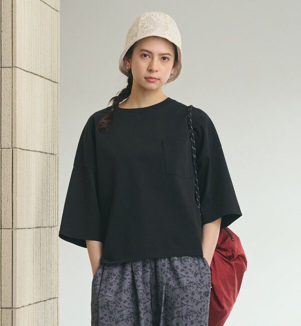 BEAUTY&YOUTH UNITED ARROWS「ドルマンスリーブ ポケット Tシャツ 接触冷感」|Tシャツ・カットソー|BLACK