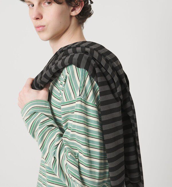 MONKEY TIME「ウォッシュド ボーダー ロングスリーブ Tシャツ」|Tシャツ・カットソー|
