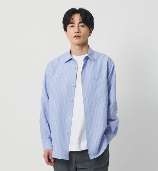 BEAUTY&YOUTH UNITED ARROWS「ライト リネンタッチ ストライプ レギュラー シャツ FORM TAPERD型」|シャツ・ブラウス|