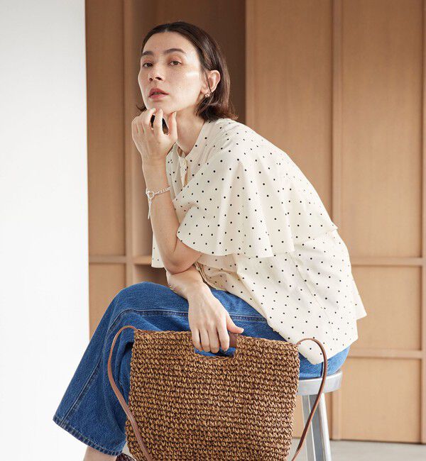 BEAUTY&YOUTH UNITED ARROWS「【WEB限定】ドット フリルスリーブブラウス ウォッシャブル」|シャツ・ブラウス|OFF WHITE
