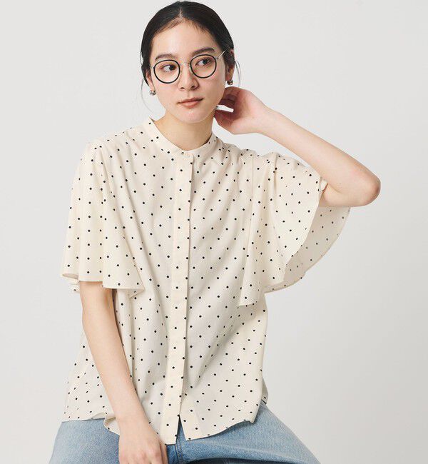 BEAUTY&YOUTH UNITED ARROWS「【WEB限定】ドット フリルスリーブブラウス ウォッシャブル」|シャツ・ブラウス|