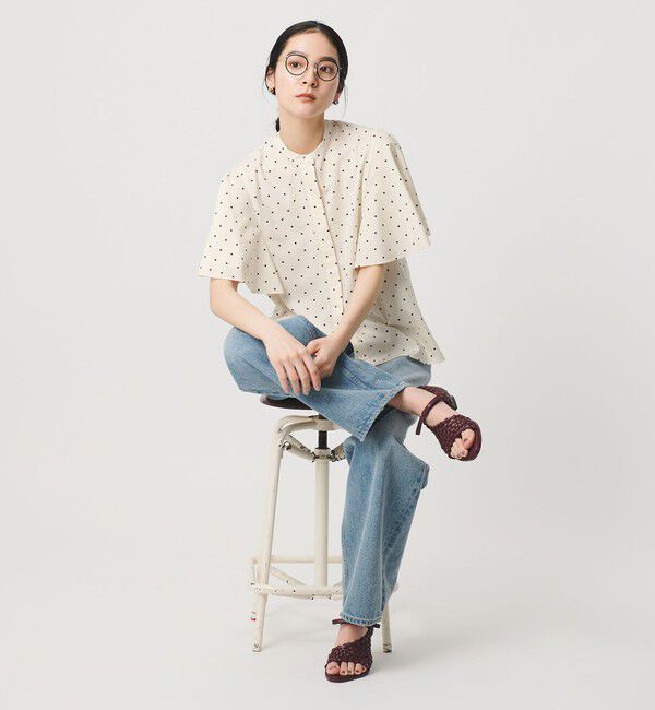 BEAUTY&YOUTH UNITED ARROWS「【WEB限定】ドット フリルスリーブブラウス ウォッシャブル」|シャツ・ブラウス|