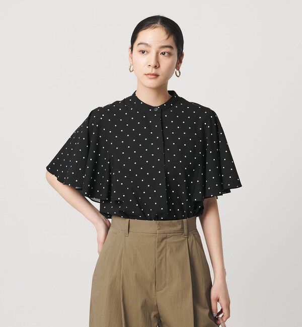BEAUTY&YOUTH UNITED ARROWS「【WEB限定】ドット フリルスリーブブラウス ウォッシャブル」|シャツ・ブラウス|