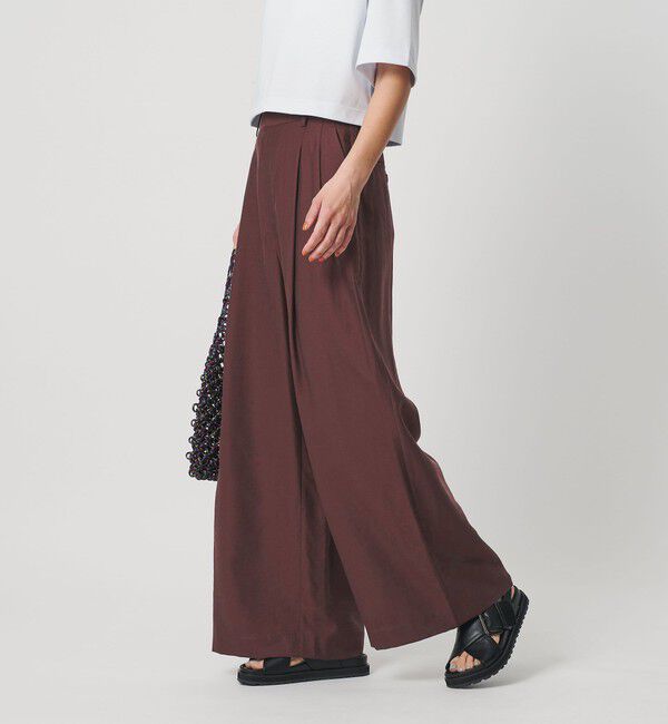 BEAUTY&YOUTH UNITED ARROWS「セルロースナイロン ツイル タック ワイドパンツ ウォッシャブル」|その他|DK.BROWN