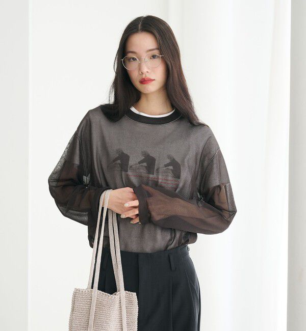 BEAUTY&YOUTH UNITED ARROWS「レーヨンナイロン ライン シアーニット プルオーバー ウォッシャブル」|ニット・セーター|DK.BROWN