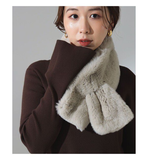Demi-Luxe BEAMS 「リアル ラビット マフラー」|ストール|ICE_GREY